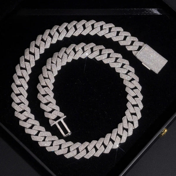 15MM S925 SILVER 4-ROW VVS MOISSANITE CUBAN LINK CHAIN