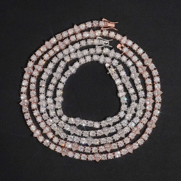 4mm  Pear Iced Out VVS Moissanite Tennis Necklace