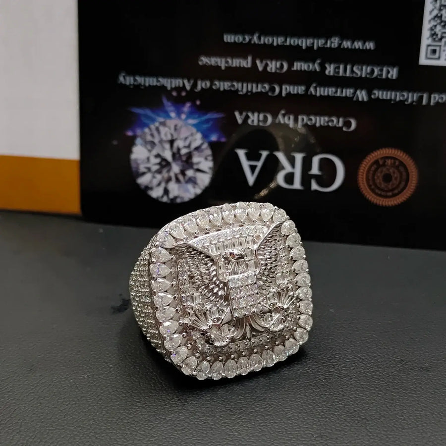 Eagle Ring Pave Signet Ring
