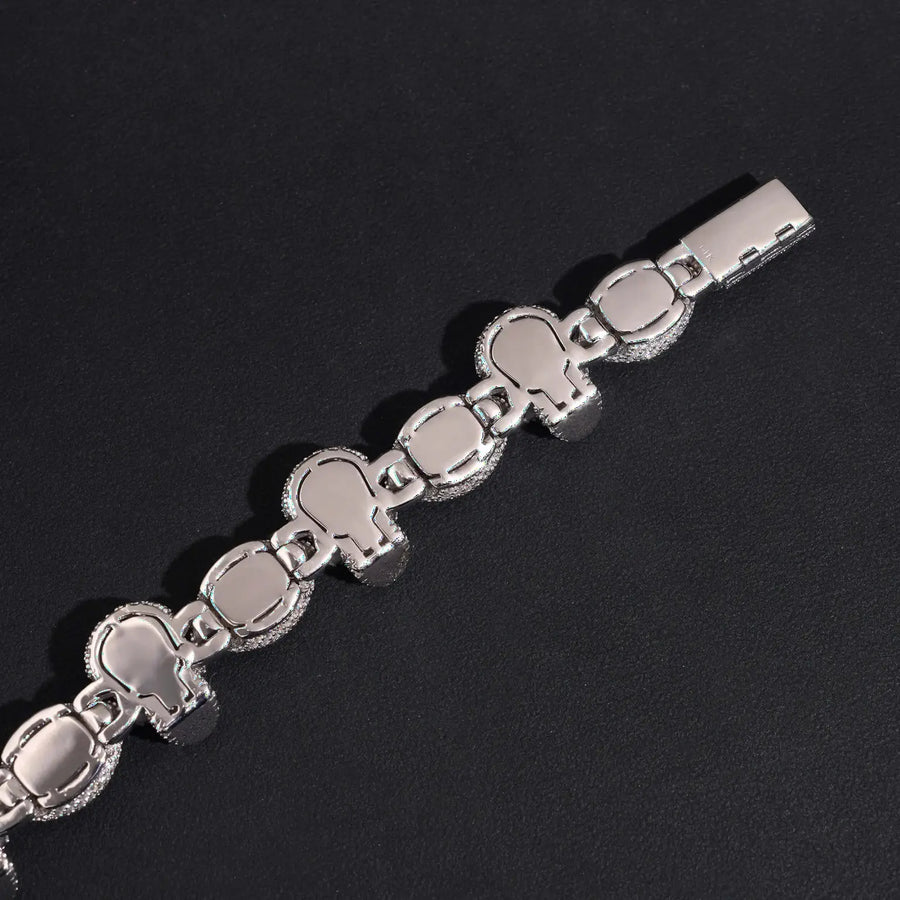 13MM S925 SILVER SKULL HEAD EVIL EYE MOISSANITE BRACELET