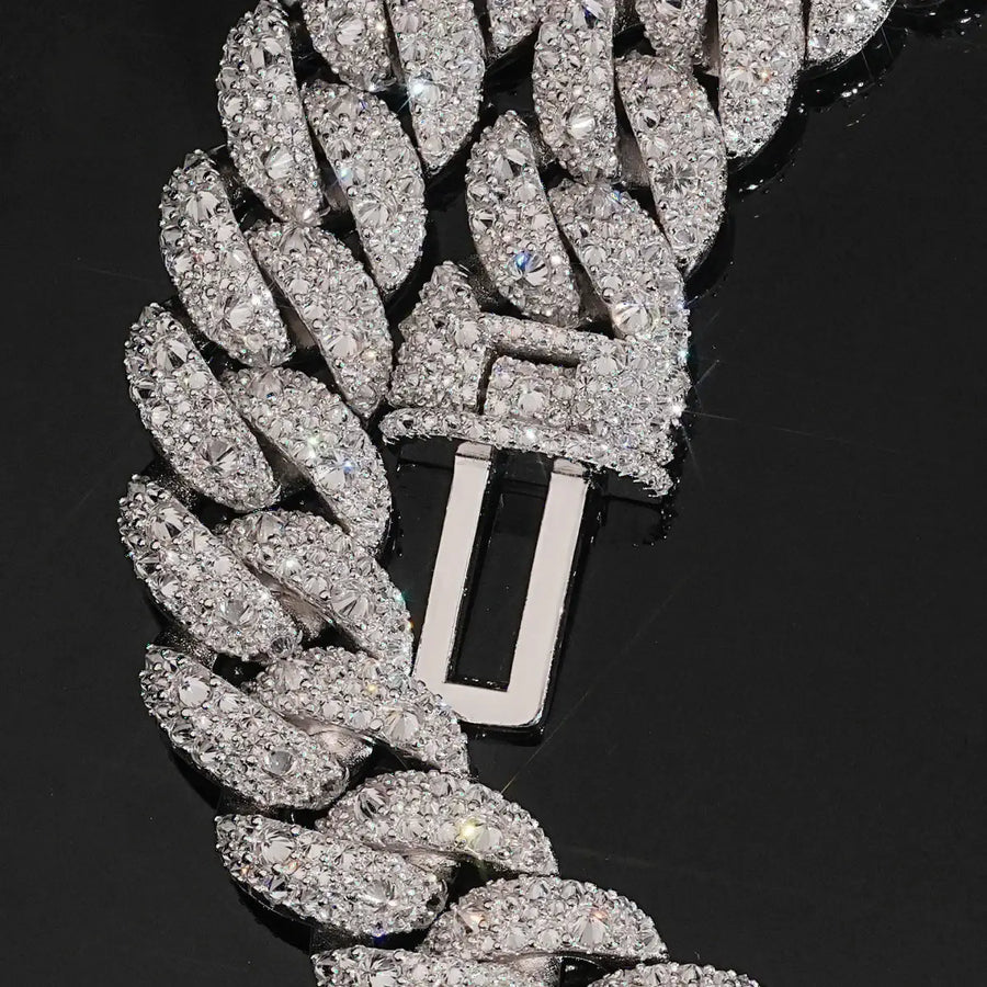 20MM S925 SILVER MOSAIC MIAMI CUBAN LINK CHAIN