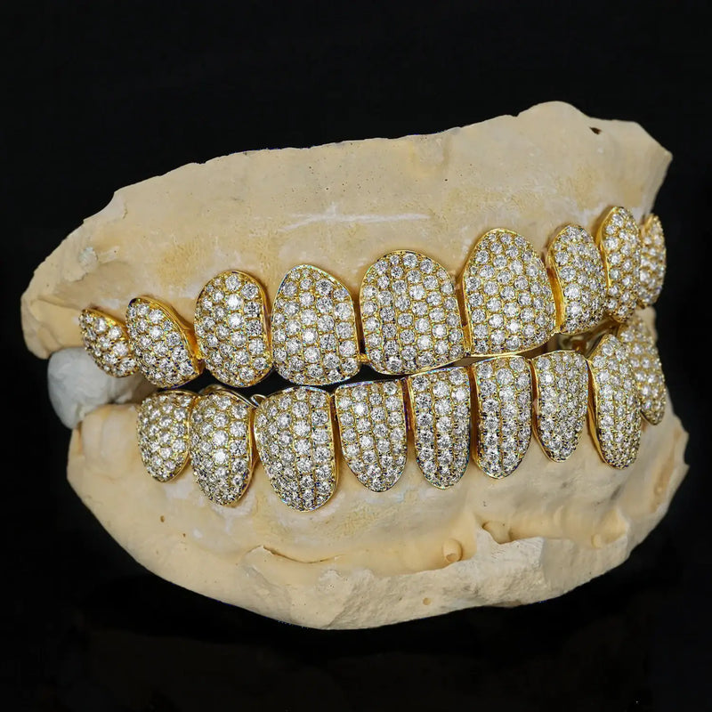 CUSTOM 925 STERLING SILVER HIP HOP BRILLIANT CUT VVS MOISSANITE HONEYCOMB TEETH GRILLZ