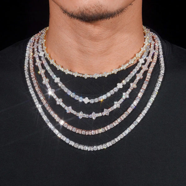 925 Silver Tennis Moissanite Chain Moissanite Necklaces