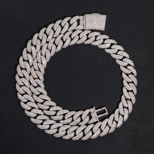 15MM S925 SILVER UPSIDE DOWN SETTING MOISSANITE MIAMI CUBAN LINK CHAIN