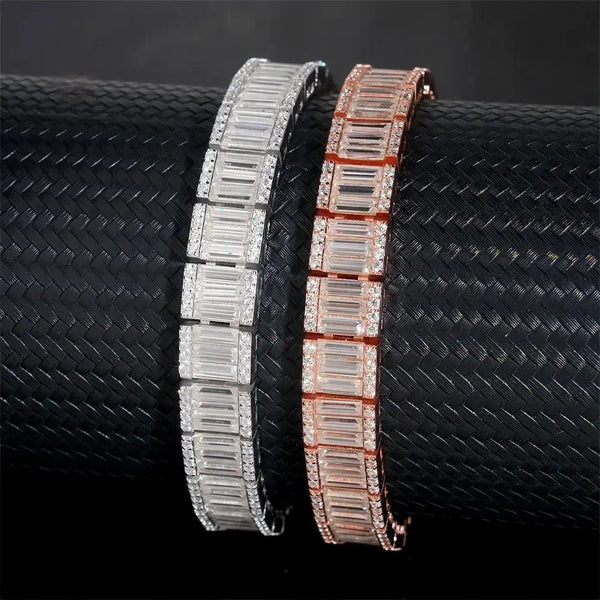 9.3MM S925 SILVER VVS EMERALD-CUT TENNIS BRACELET