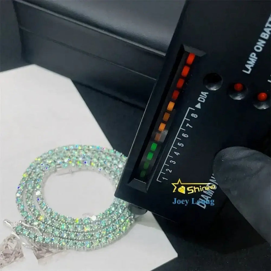 2-5mm Blue Green Color Moissanite Tennis Chain