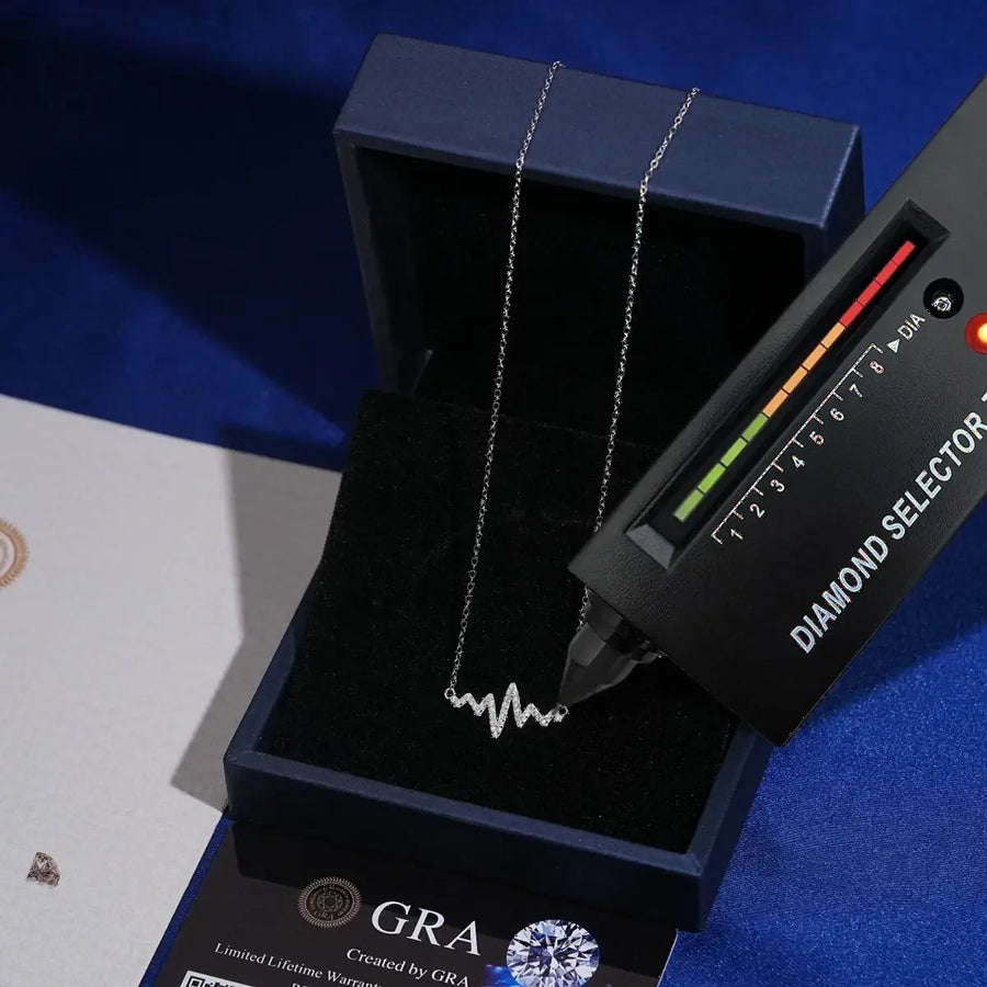 Heartbeat ECG Wave Shape Moissanite Pendant