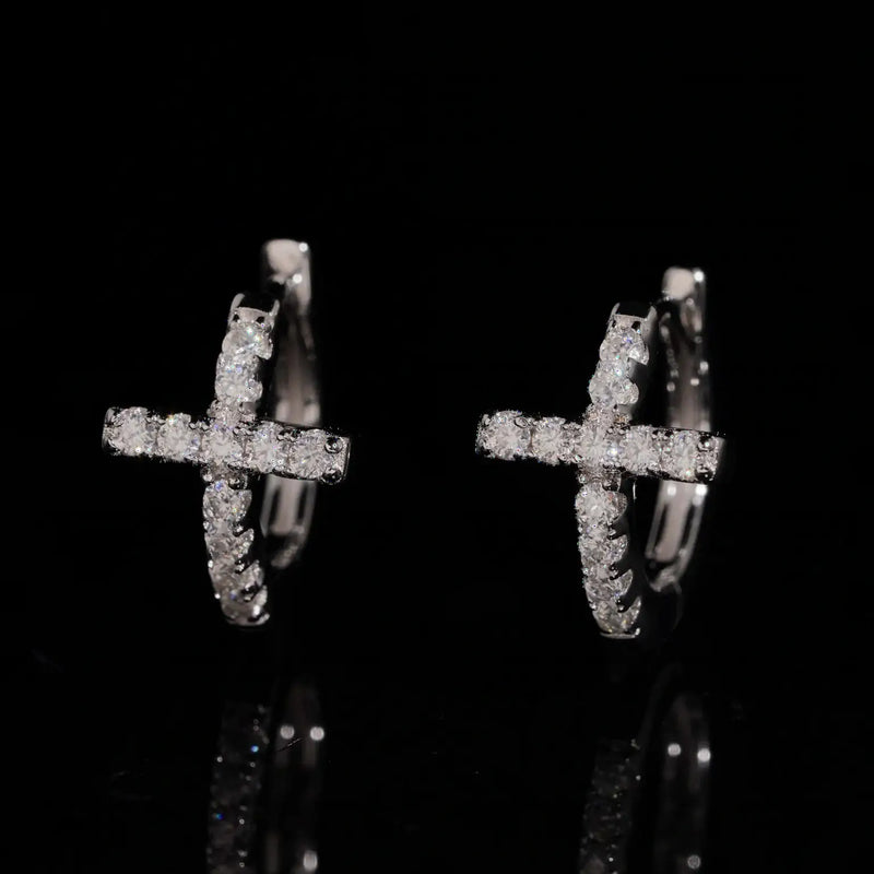 8mm Moissanite Cross Stud Earrings