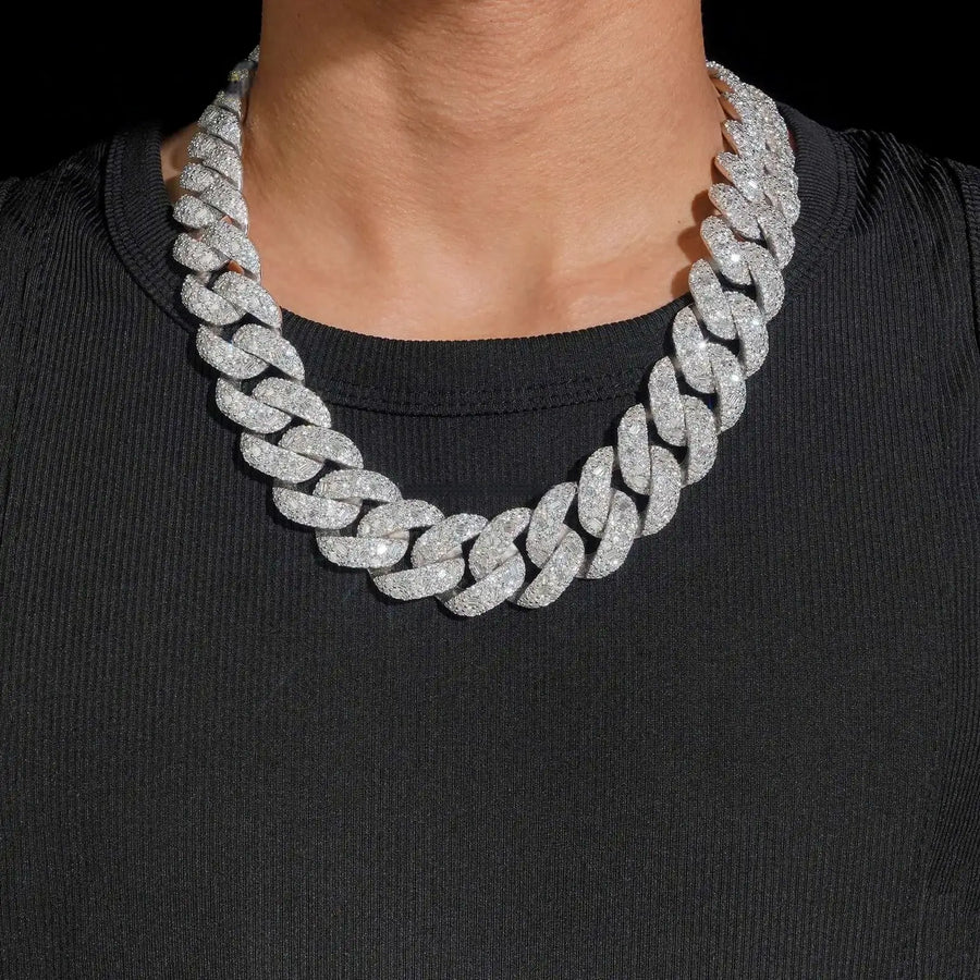 24MM S925 SILVER VVS MOISSANITE MIAMI CUBAN LINK CHAIN