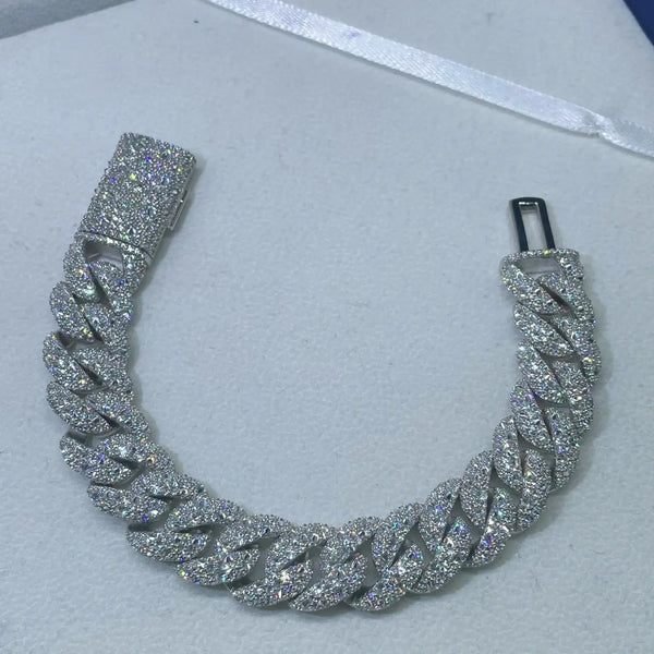 15MM Mosaic Iced Out Miami Moissanite Cuban Link Bracelet