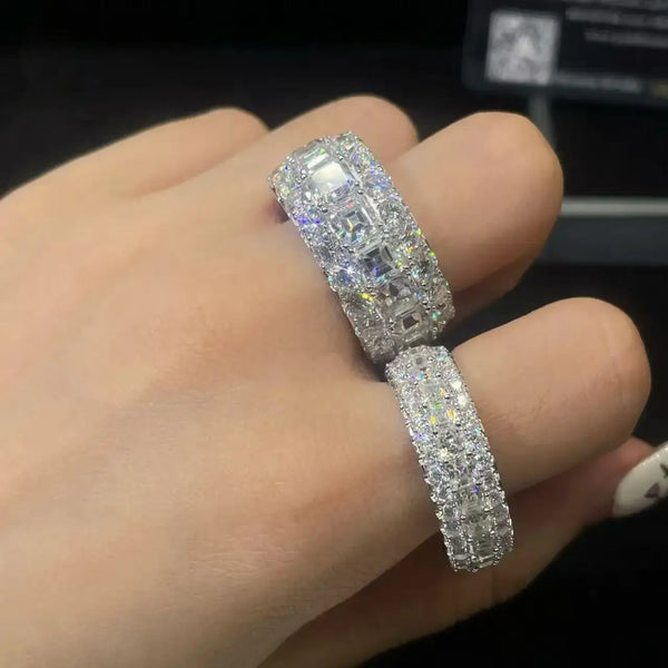 Asscher Cut  VVS Moissanite Full Eternity Band Ring