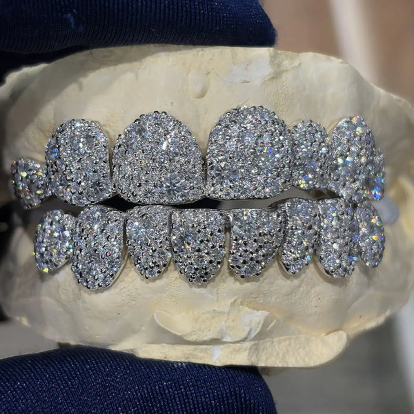 CUSTOM ICED OUT 925 SILVER VVS MOISSANITE TEETH GRILLZ