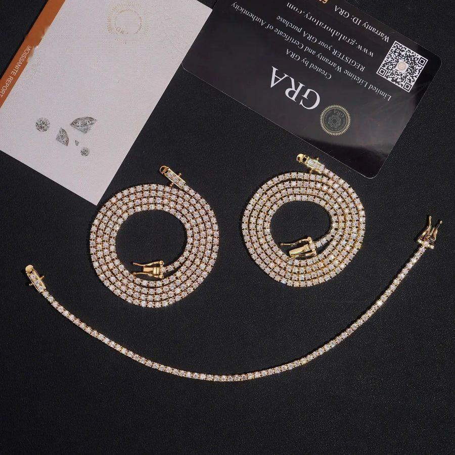 2MM-5MM Iced Out GRA Moissanite Diamond Tennis Chain