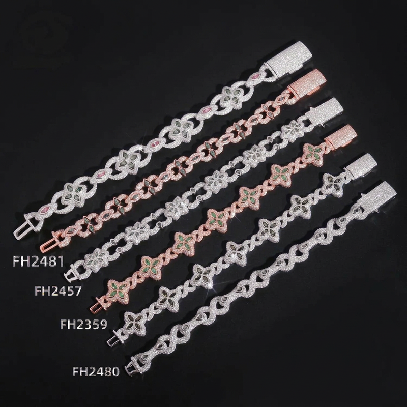 13MM-20MM S925 SILVER GREEN MOISSANITE ICED OUT CUBAN LINK BRACELET