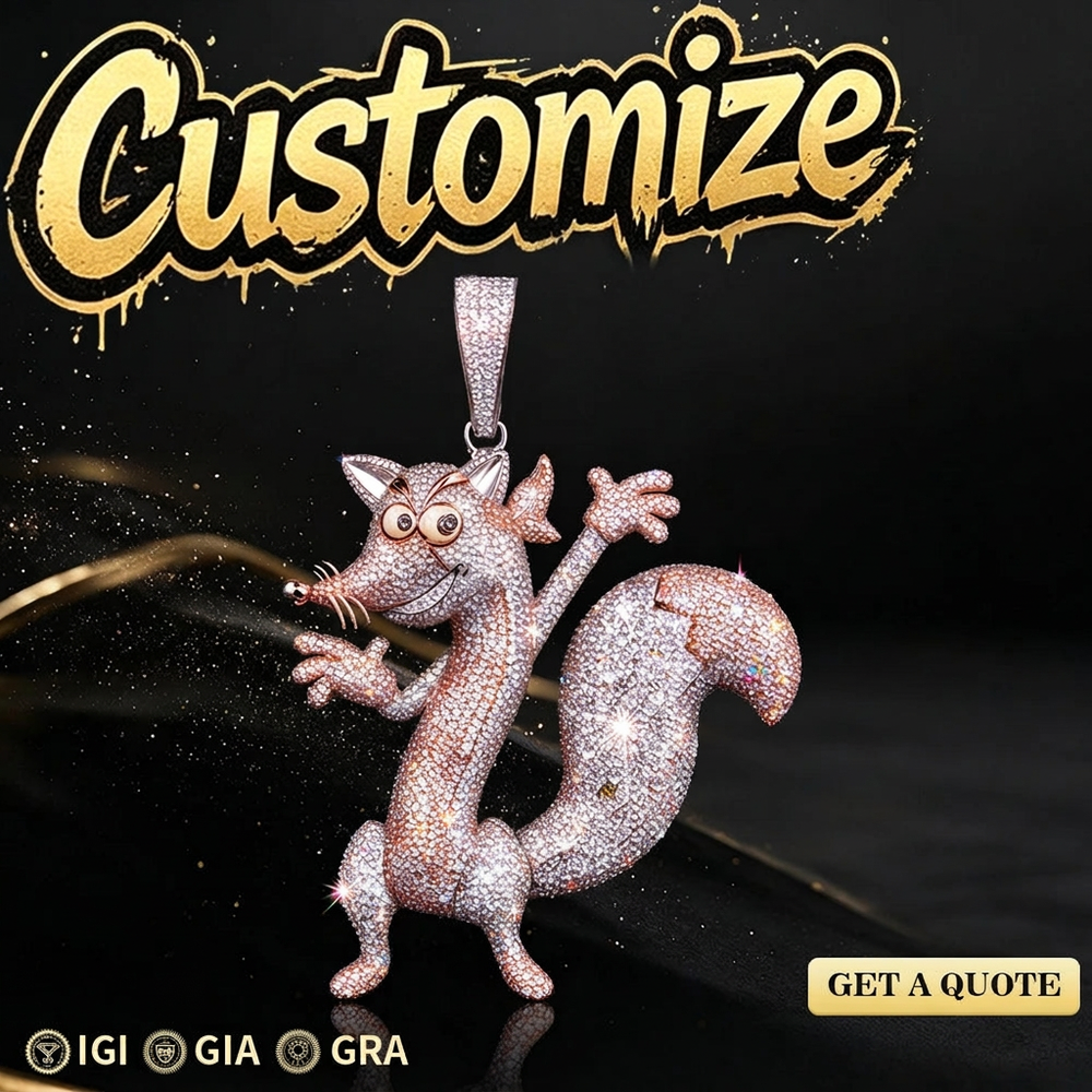 Cartoon animal pendant with both badges removed