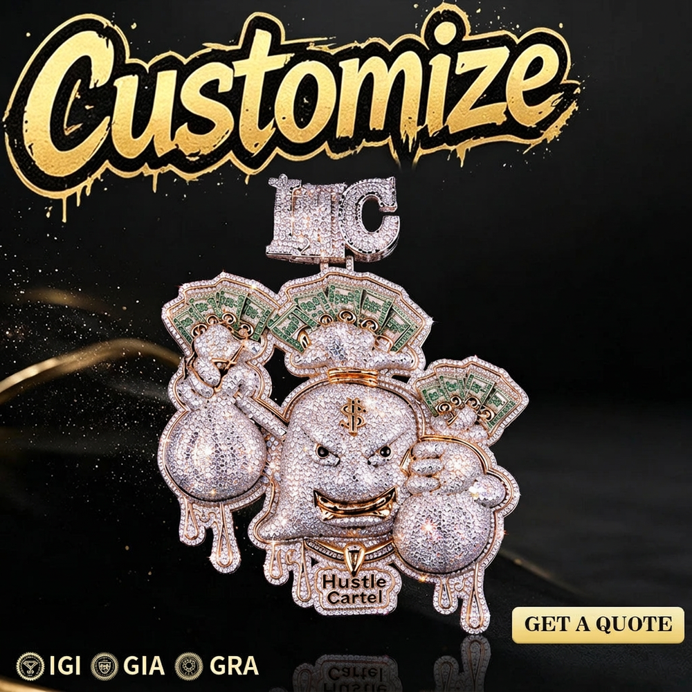 Money face pendant with badges removed