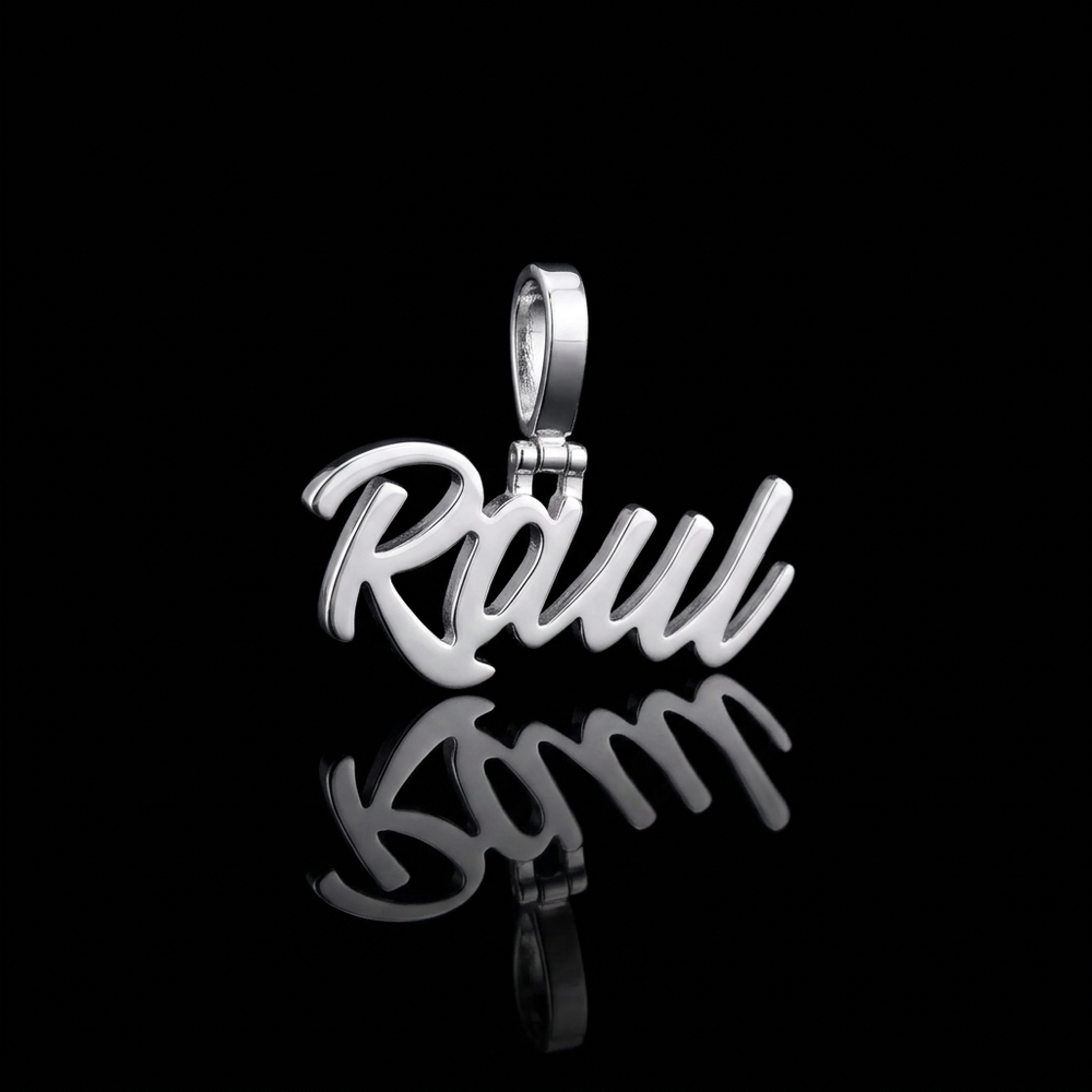 Pendant back on reflective black glass