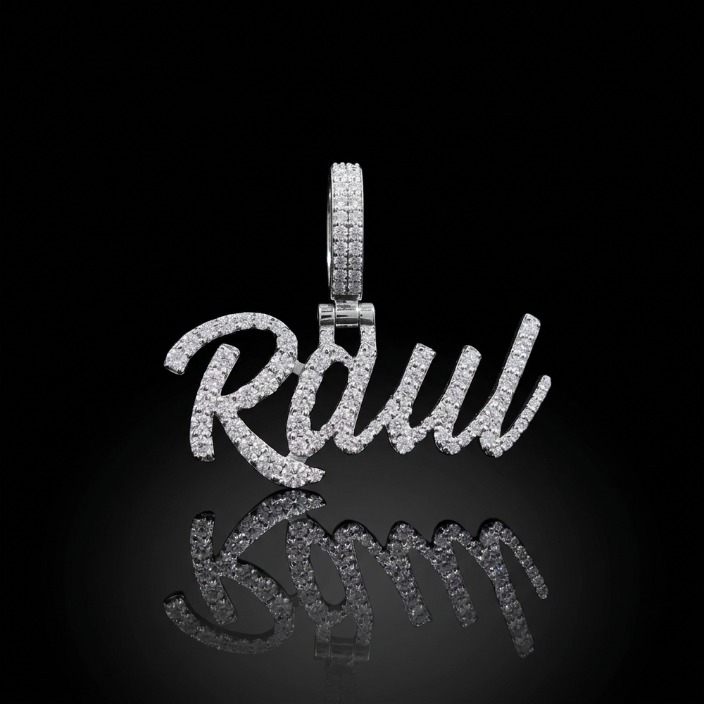 Pendant front on reflective black glass