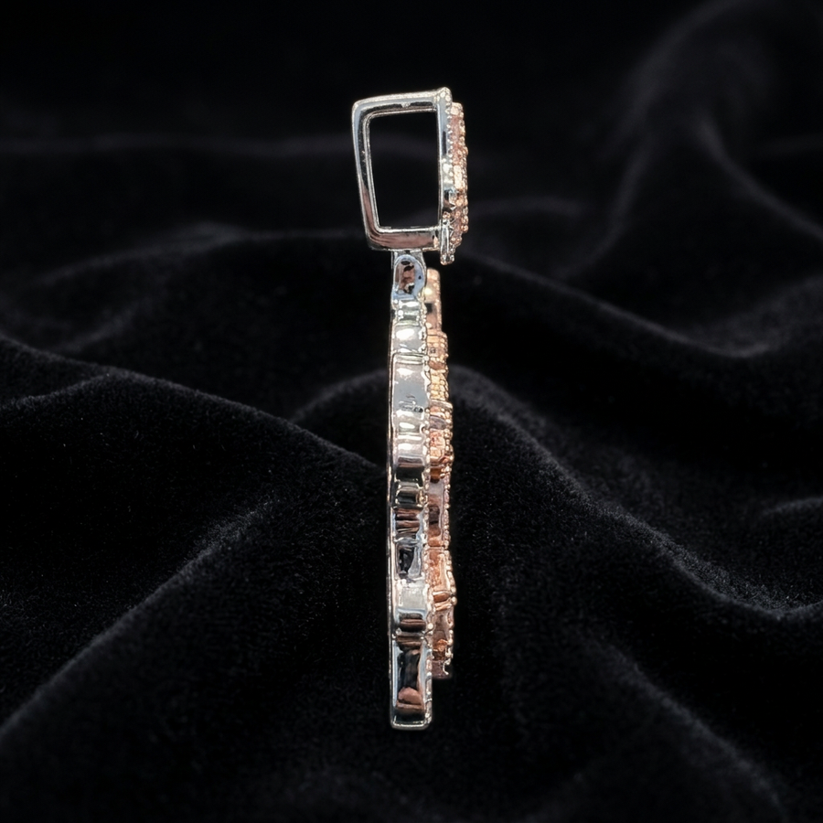CUSTOM 3 INCH TWO TONE VVS MOISSANITE NAME PENDANT WITH CUSTOM BAIL