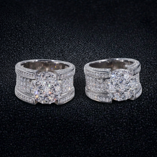 Rappers Jewelry Ready to Ship Gold Plated 925 Sterling Silver Hip Hop Iced Out Diamond Moissanite Ring for Men