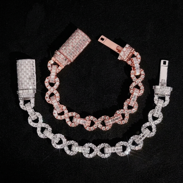11MM S925 SILVER INFINITE CUBAN LINK MOISSANITE BRACELET WITH SPECIAL LOCK